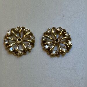 14 K solid, gold 8 genuine, diamonds earring jackets 1.37 GM Vintage